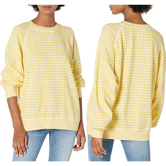 Bandier x Sincerely Jules The Juniper Sweatshirt Vintage Yellow Gingham Medium - Picture 1 of 8